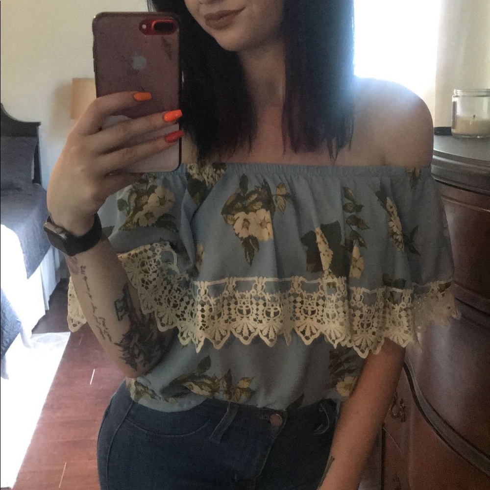 Off the shoulder floral blouse